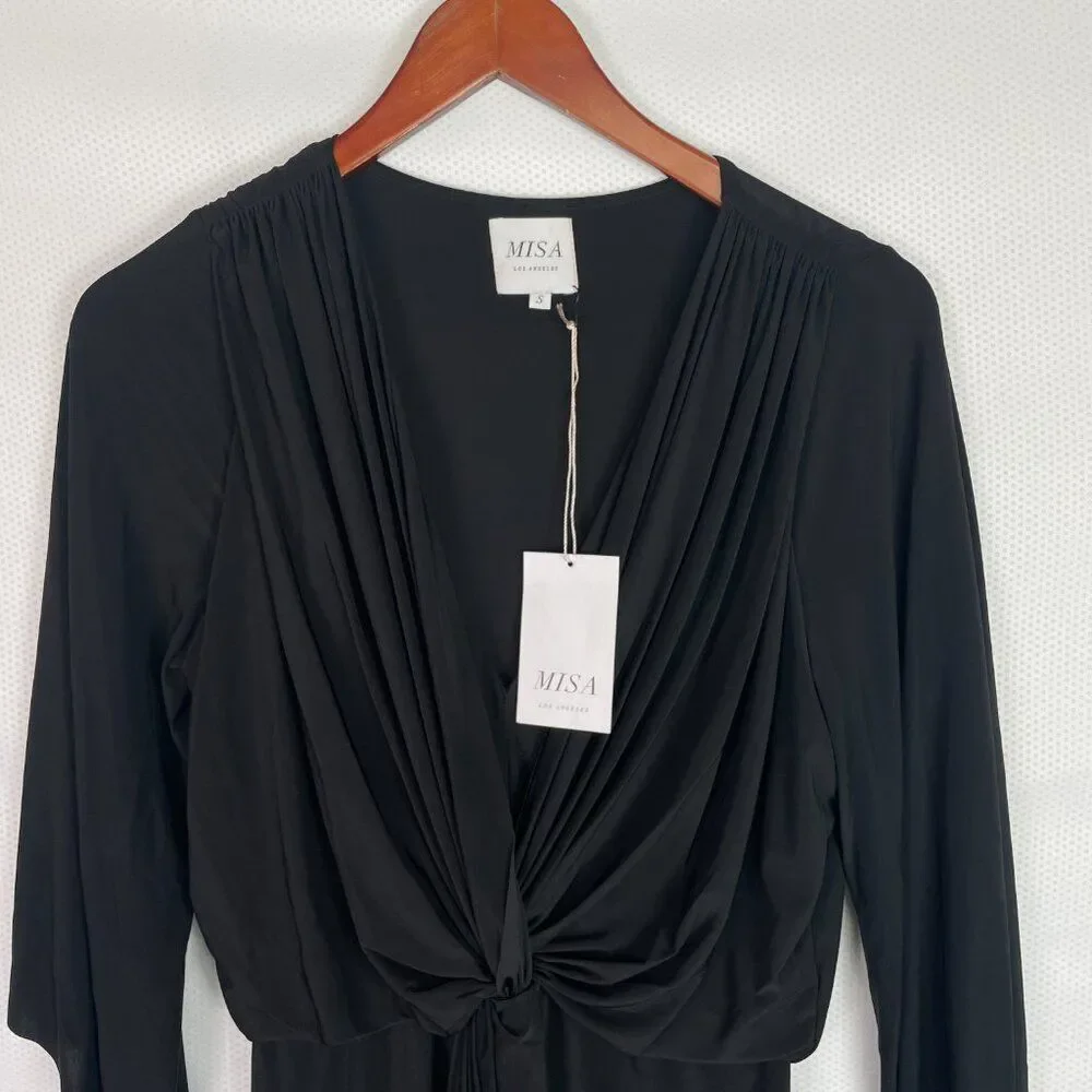 Misa Los Angeles Revolve Teget Front Twist Knot Cocktai Mini Dress Black S